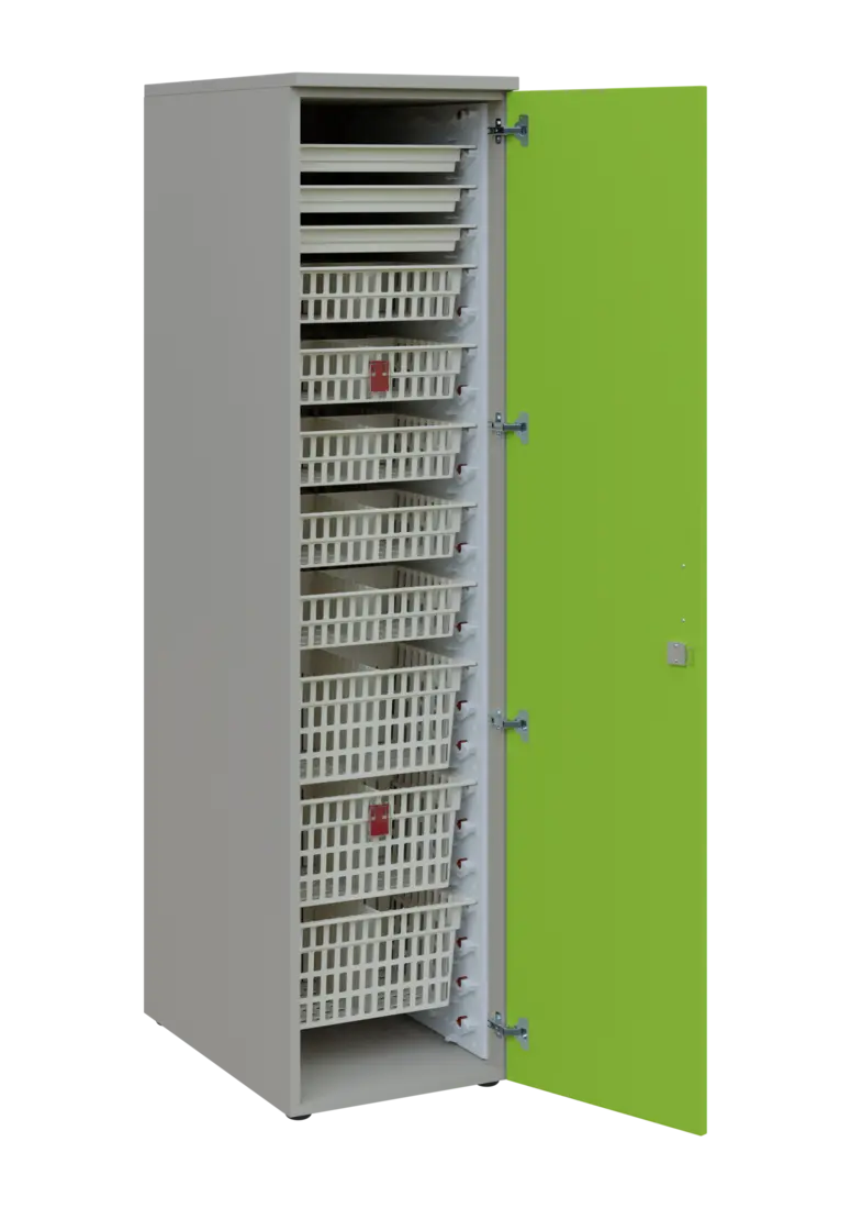 EUROMEDICA D - 46 ABS skříň léková boxová, 1-dveřová, pravá, 1950x460x735, korpus šedý, dvířka jarní